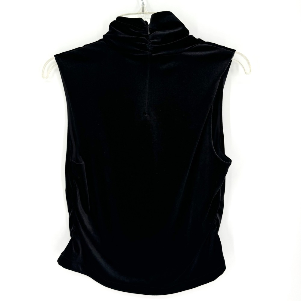 NWT All Saints Tia Velvet Sleeveless Mock Neck Top Black Size 10 Minimalist Goth - Picture 10 of 13